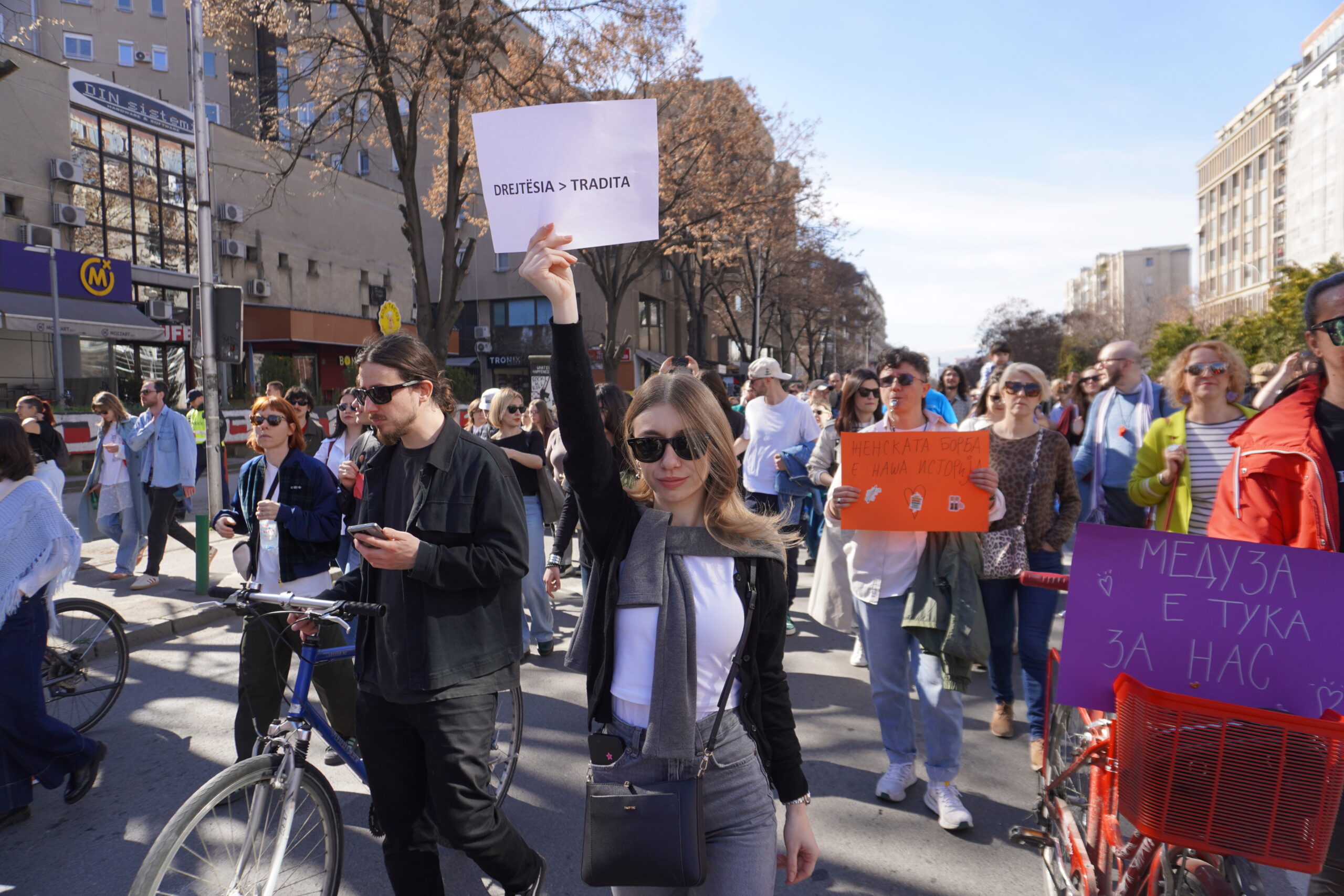 Protestë për 8 Marsin në Shkup. Foto: Mollëkuqja