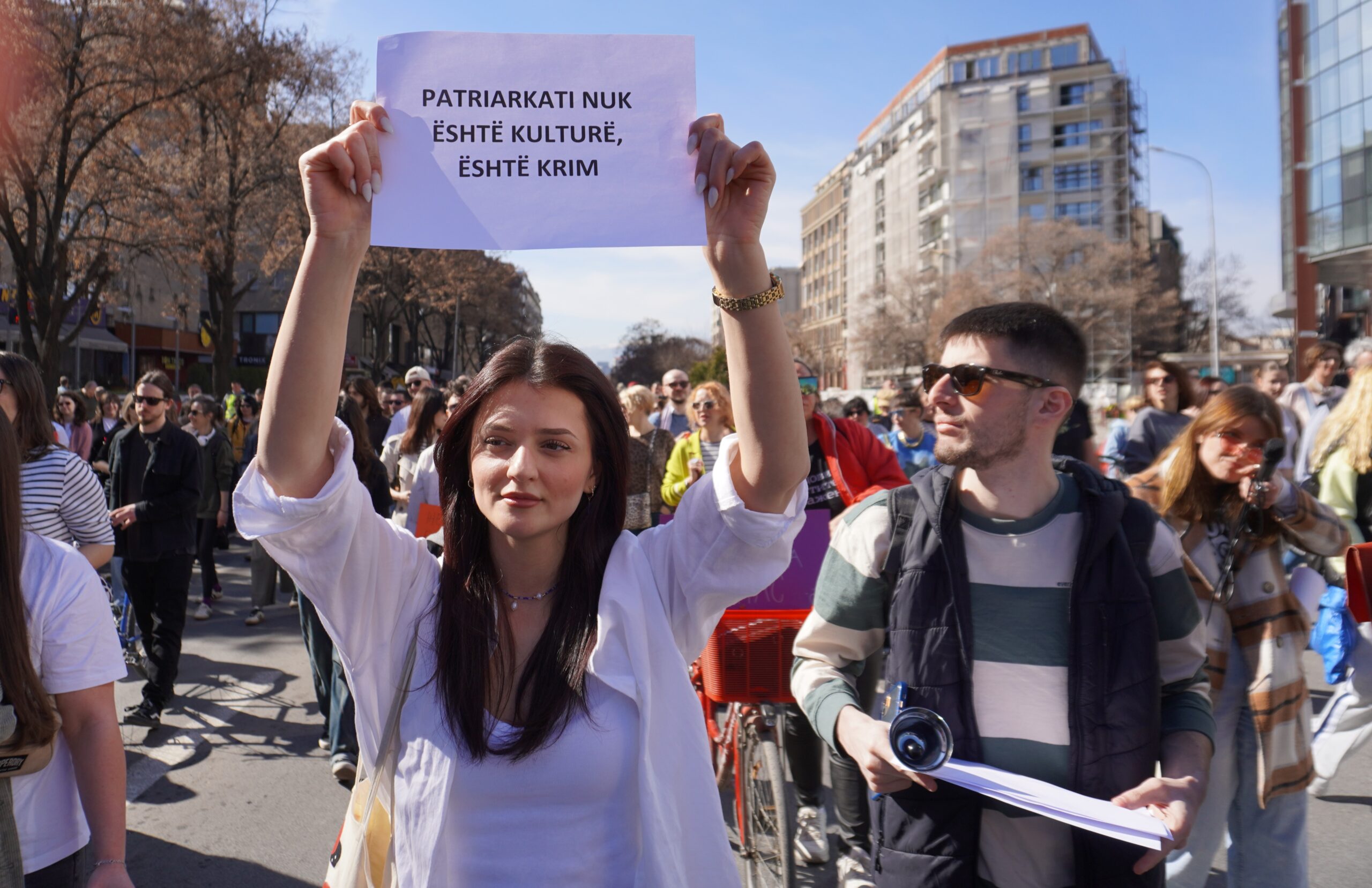 Protestë për 8 Marsin në Shkup. Foto: Mollëkuqja