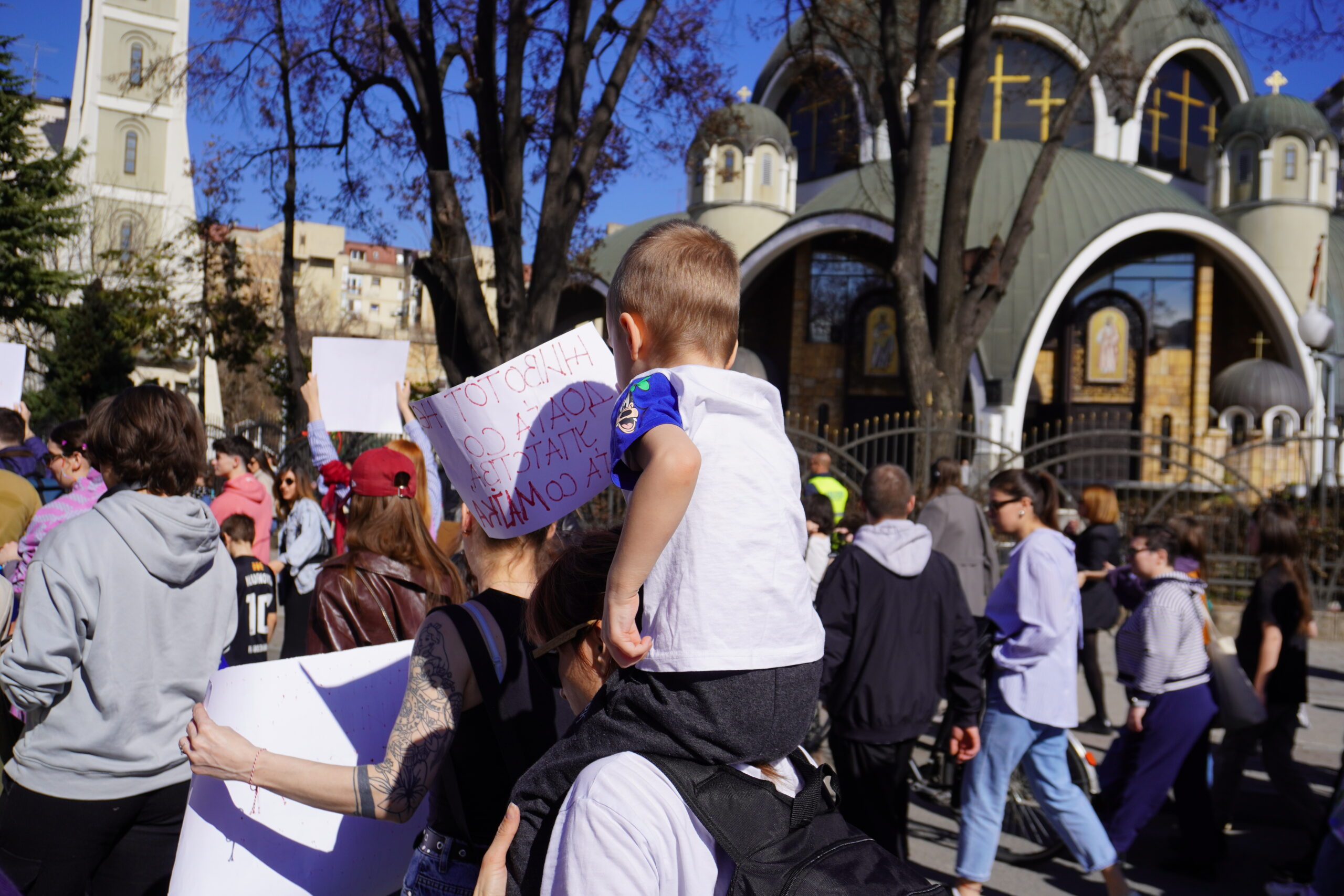 Protestë për 8 Marsin në Shkup. Foto: Mollëkuqja