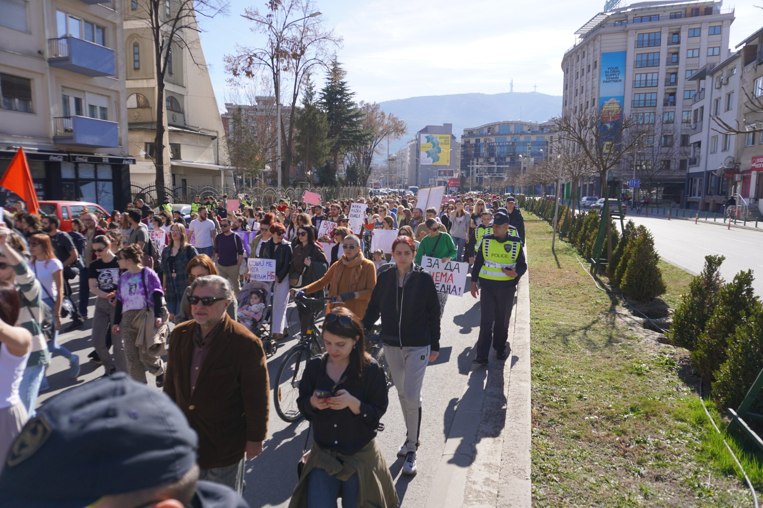 Protestë për 8 Marsin në Shkup. Foto: Mollëkuqja