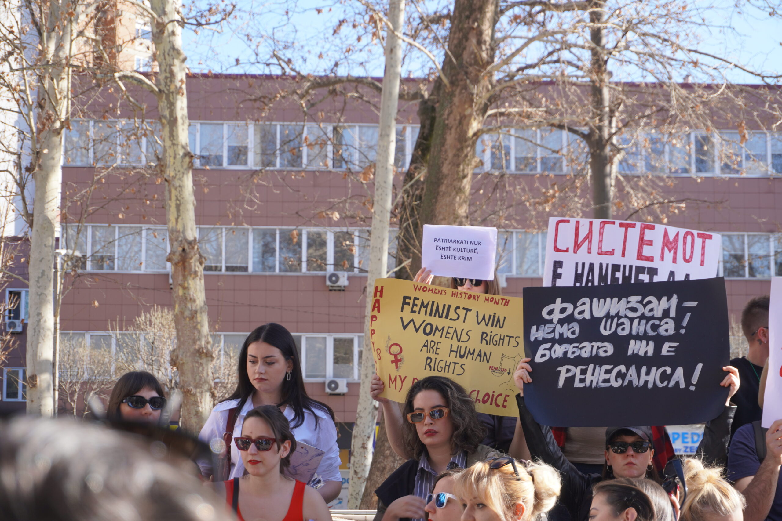 Protestë për 8 Marsin në Shkup. Foto: Mollëkuqja